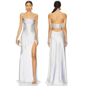 Retrofete Emery Embellished Silk Dress Cut Out Party Formal Gala Hoco Dove Sz XS